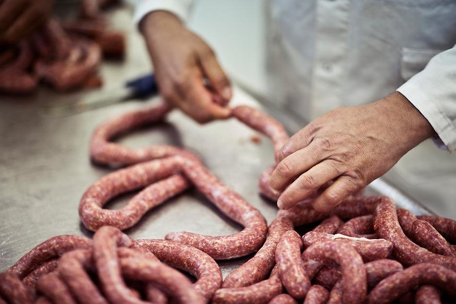 Tillverkning av korv.